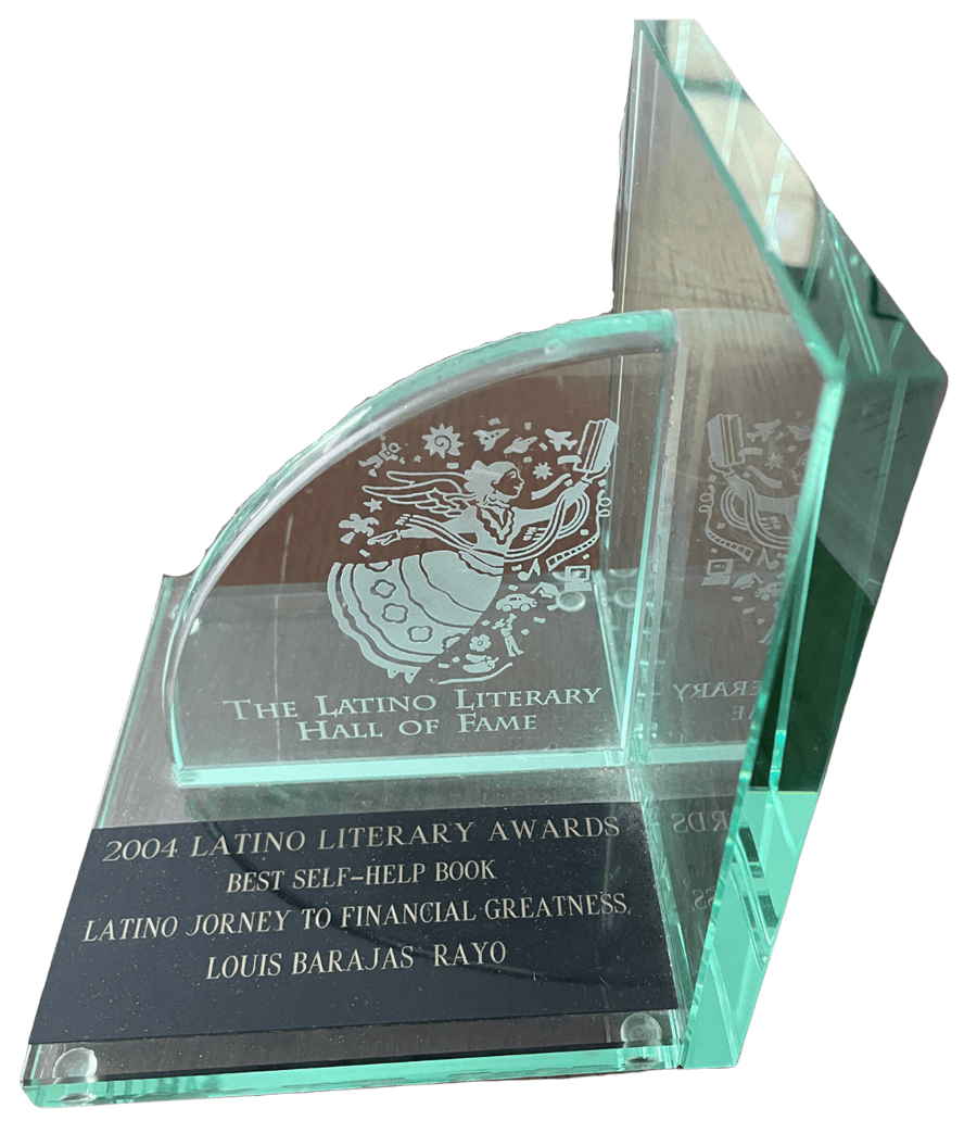 Latino Literary Award glass trophy