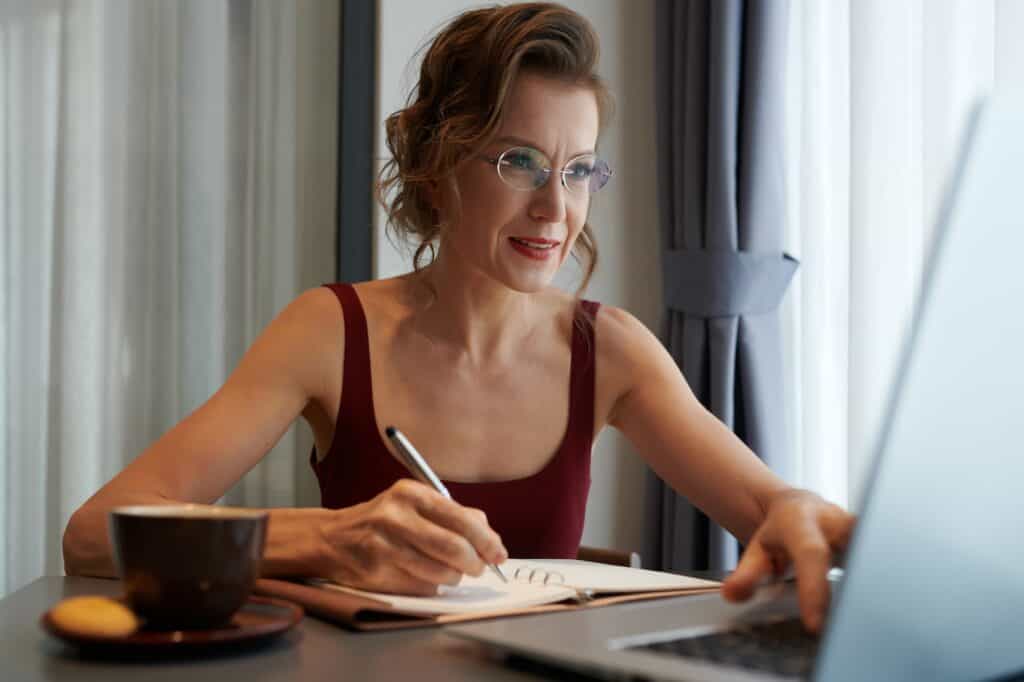 Mature Woman Watching Online Course